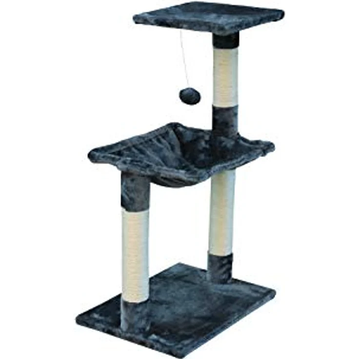 Gloria Katzenkratzbaum 36 x 50 x 83 cm, Grau, robuste Holz-Stahl Konstruktion mit Sisal-Oberfläche – Bild 3