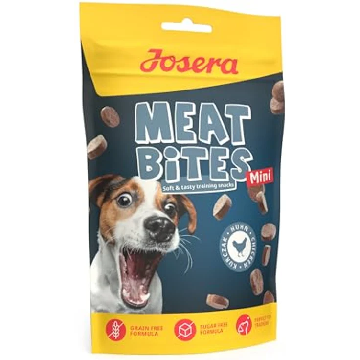 Josera Meat Bites Mini Chicken, Trainingssnack für Hunde mit 90% Fleischanteil, 8x70g – Bild 1