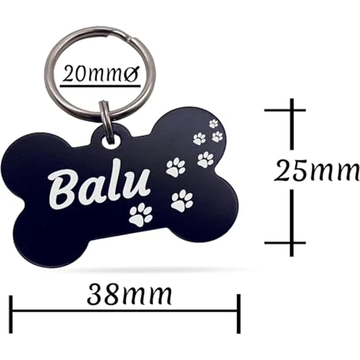 Unikat Branding Hundemarke Personalisiert im Doppelpack, Beidseitig Gravierbar mit Name, Telefonnummer & Adresse, Robuste Aluminiumlegierung, Knochenform – Bild 3