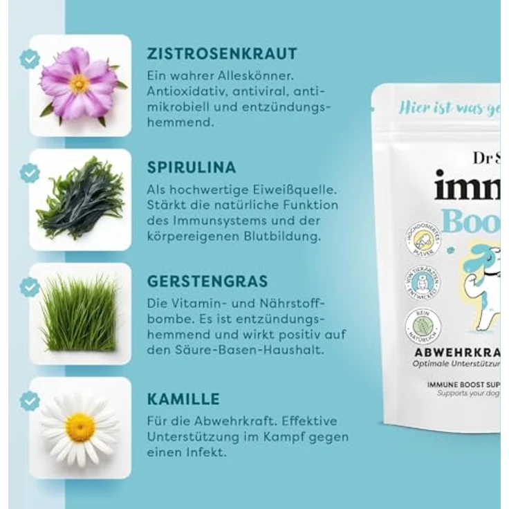 Dr. SAM Premium Immunsystem Pulver für Hunde, pflanzlicher Immunbooster zur Stärkung der Abwehrkräfte, hochdosiert, 45g – Bild 2