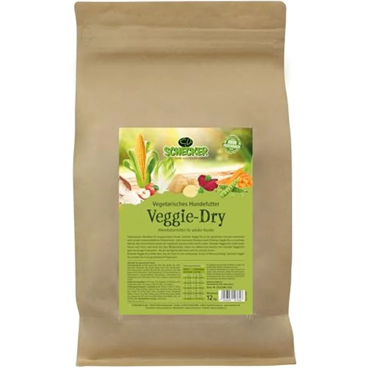 Schecker Veggie Dry, vegetarisches Hundefutter für Fleischallergiker, 12 kg, Trockenfutter auf Kartoffel-Reis-Mais-Basis – Bild 1