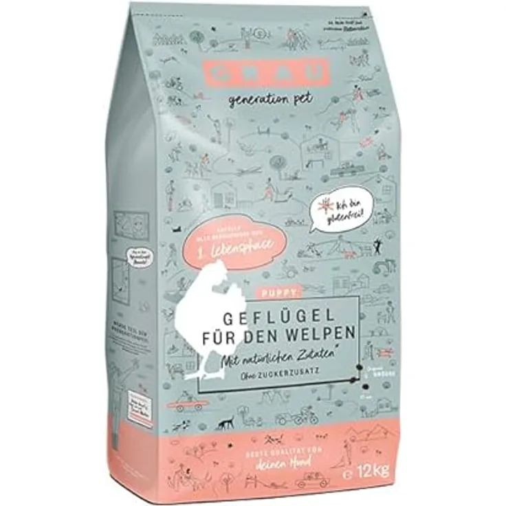 GRAU Trockenfutter für Hunde - Puppy Geflügel, glutenfrei, 12 kg für Welpen