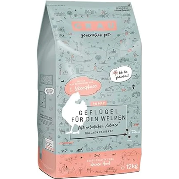 GRAU Trockenfutter für Hunde - Puppy Geflügel, glutenfrei, 12 kg für Welpen – Bild 1