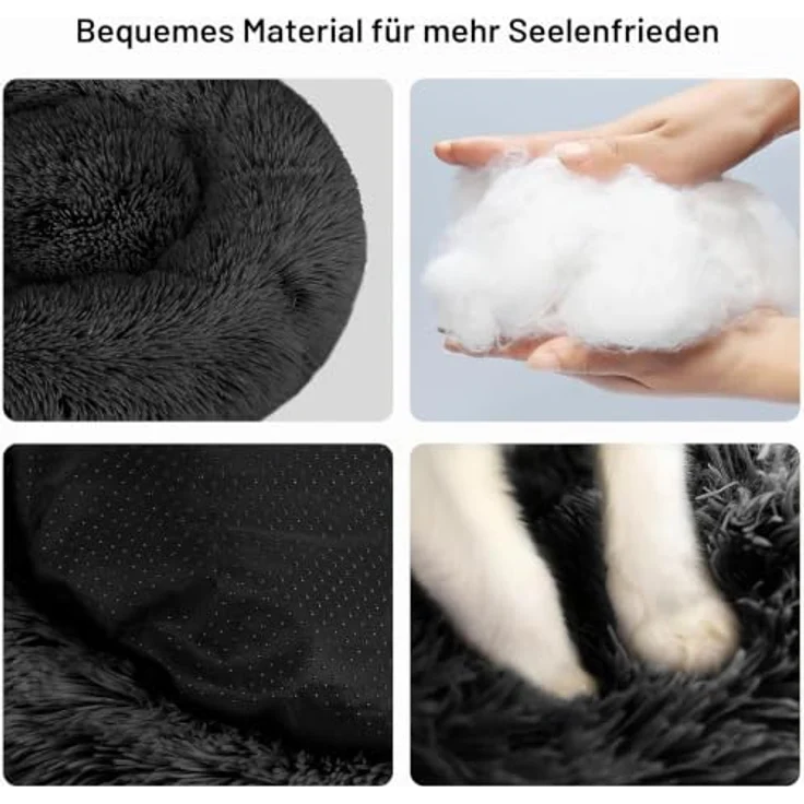 Nisrada Hundebett Donut-Design, 70cm, waschbar, rutschfester Boden, weich und gemütlich für kleine bis große Hunde und Katzen – Bild 2