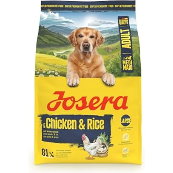 JOSERA Adult Large Huhn & Reis, Premium Trockenfutter für ausgewachsene Hunde großer Rassen, 3 kg, glutenfrei, mit Lachsöl, wertvolle Omega-3-Fettsäuren, XL-Kroketten gegen Schlingen – Bild 1