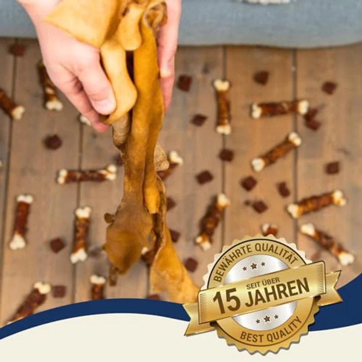 Lyra Pet® Rinderkopfhautstangen 50 cm, naturbelassener Kausnack, proteinreich, zahnreinigend, 10er Pack – Bild 4