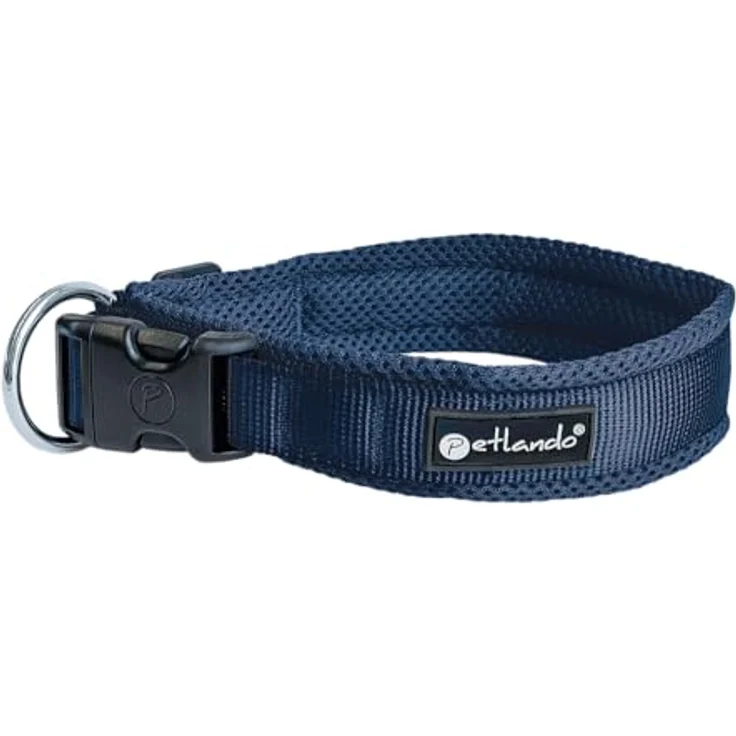 Petlando Mesh Hundehalsband L 50-55cm, atmungsaktiv und weich gepolstert, stufenlos verstellbar, robust, Navy – Bild 1