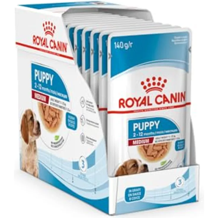 Royal Canin Medium Puppy, Nassfutter für mittelgroße Hunde, 10x140g, bis 12 Monate