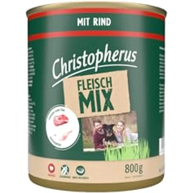 Christopherus Fleischmix, Nassfutter für Hunde mit Rind, getreidefrei, 6 x 800 g – Bild 2