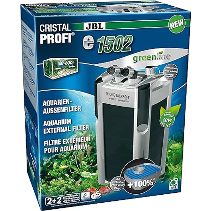 JBL CristalProfi e1502 greenline, Außenfilter für Aquarien mit effizienter Filtration und leiser Betrieb – Bild 1