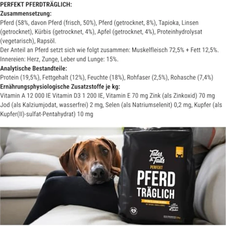 Tales & Tails Halbfeuchtes Trockenfutter für Hunde, Getreidefrei, Monoprotein Pferd, 4 kg (2er Pack) – Bild 5