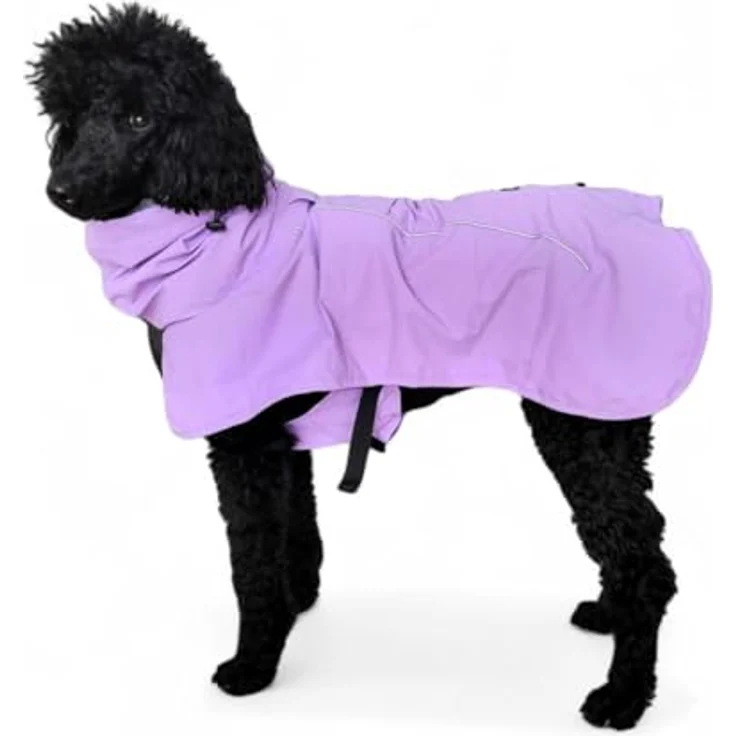 Spark Paws Hunderegenmantel, wasserdichte und winddichte Regenjacke mit Ganzkörperabdeckung, atmungsaktiv und reflektierend – Lila – S – Bild 1