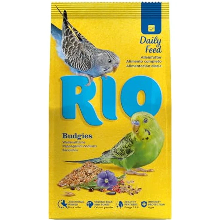 RIO Budgies, Alleinfuttermittel für Wellensittiche, 1 kg mit gesunden Saaten und Getreide, enthält Algen und Calciumgluconat für optimale Ernährung – Bild 1