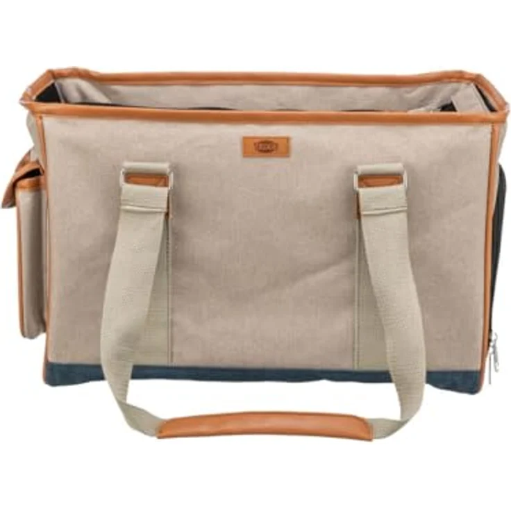 TRIXIE Hunde-Tasche Elisa, transportable Tiertransporttasche in sand mit gepolsterter Ausstattung und integrierter Kurzleine – Bild 3