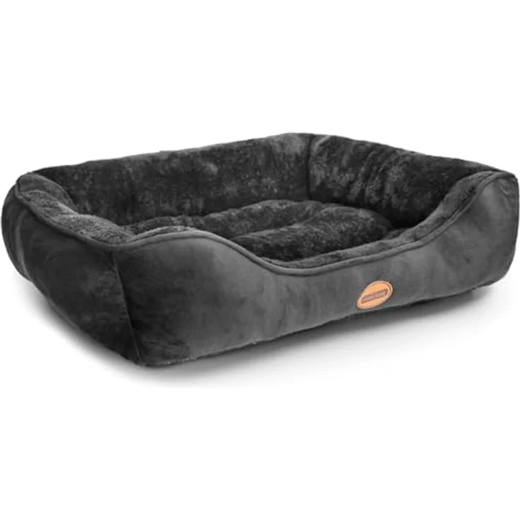 Nobleza Hundebett für Mittelgroße Hunde, Rutschfestes Hundekorb mit Superweicher Faserfüllung, Waschbar, Schwarz, 77x67cm – Bild 1