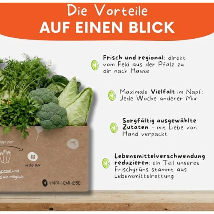 Knollenliebe Vun allem Ebbes Frischfutter-Box 5 kg - Abwechslungsreiche Kleintierernährung mit saisonalem Gemüse und Kräutern für Kaninchen & Meerschweinchen – Bild 3