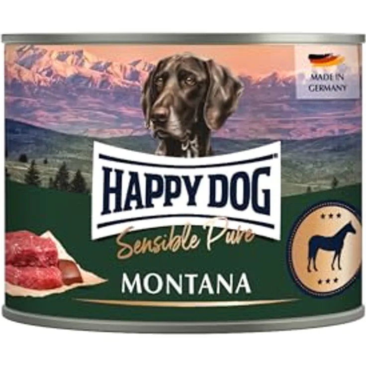 Happy Dog Sensible Pure Montana, getreidefreier Hundesnack mit Pferd, 18 x 200 g, für erwachsene Hunde bei Futtermittelunverträglichkeit