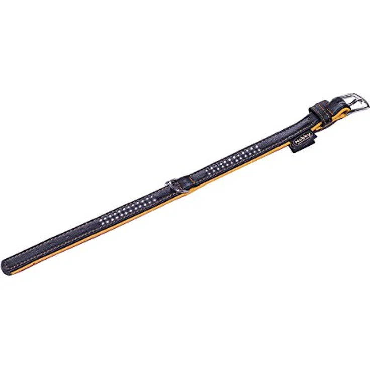 Nobby Halsband PACIFIC DELUXE, zweireihig, geschmeidiges Rindsleder, orange, 37cm, Breite 17/19mm