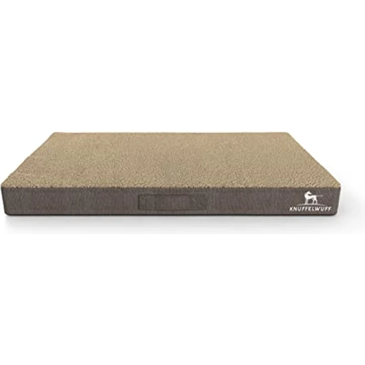 Knuffelwuff Hundematte Ellenie, orthopädisch aus Teddymaterial und Velours, 120 x 72cm Beige, rutschfester Unterboden, leicht zu reinigen, für große, mittelgroße und kleine Hunde – Bild 1