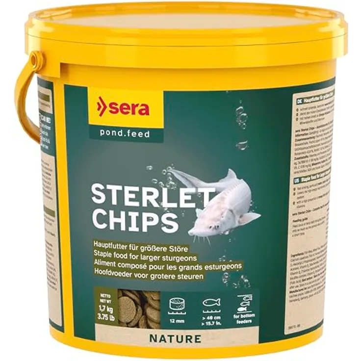 sera Stör Chips Nature XXL 3,8 Ltr. (1,7 kg) - Natürliches Hauptfutter für größere Störe ohne Farb- und Konservierungsstoffe