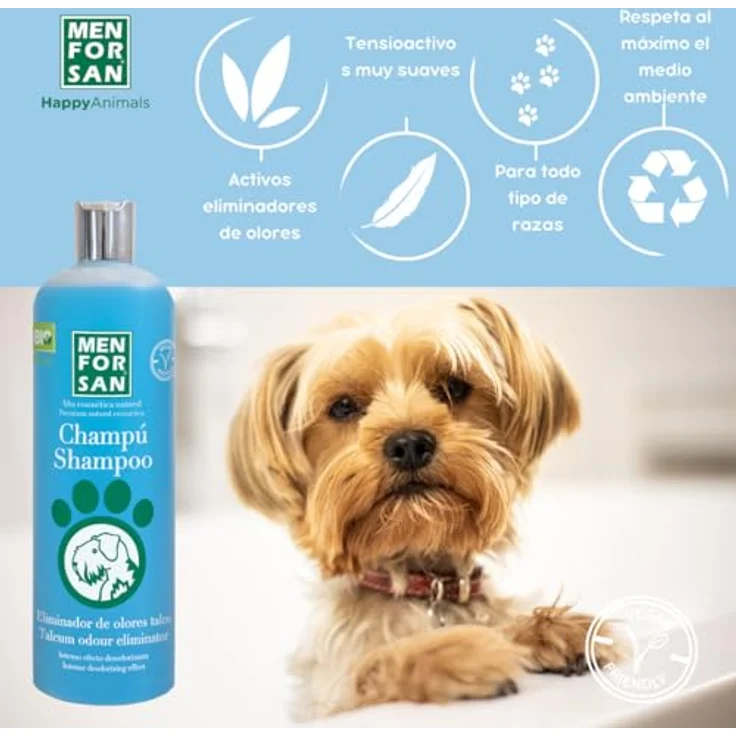 Menforsan Geruchsbeseitigendes Hundeshampoo, Talkumduft, Blau, 1 l - Neutralisiert Gerüche, enthält Kollagen für gesundes Fell – Bild 3