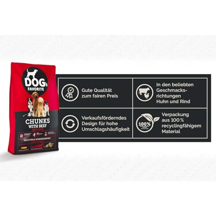 Happy Dog Dog's Favorite Chunks mit Rind, 15 kg, ohne Zuckerzusatz, optimal für Haut und Fell – Bild 5