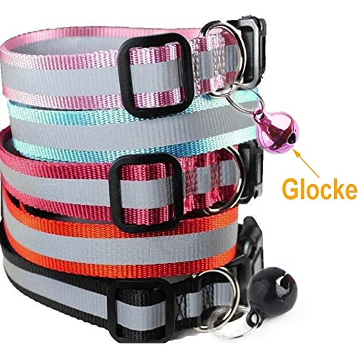 GingerUPer 12PCS Katzenhalsband mit Glöckchen, reflektierend, verstellbar 20–34 cm, Sicherheitsverschluss, 12 Farben – Bild 4