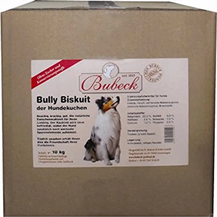 Bubeck Bully Hunde Biskuit, Hundekuchen zur Zahnpflege, 10 kg, für sensible Hunde, mit hochwertiger Zutaten aus Deutschland