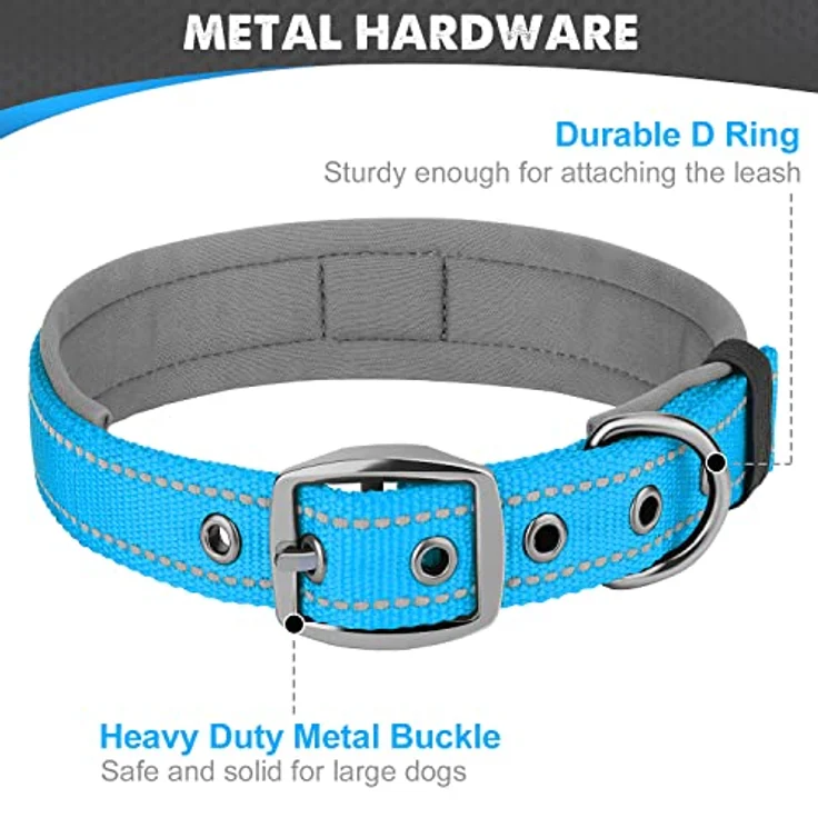 Joytale Hundehalsband, Gepolstertes Neoprenhalsband für mittelgroße Hunde, Reflektierende Nähten, Baby Blau – Bild 5