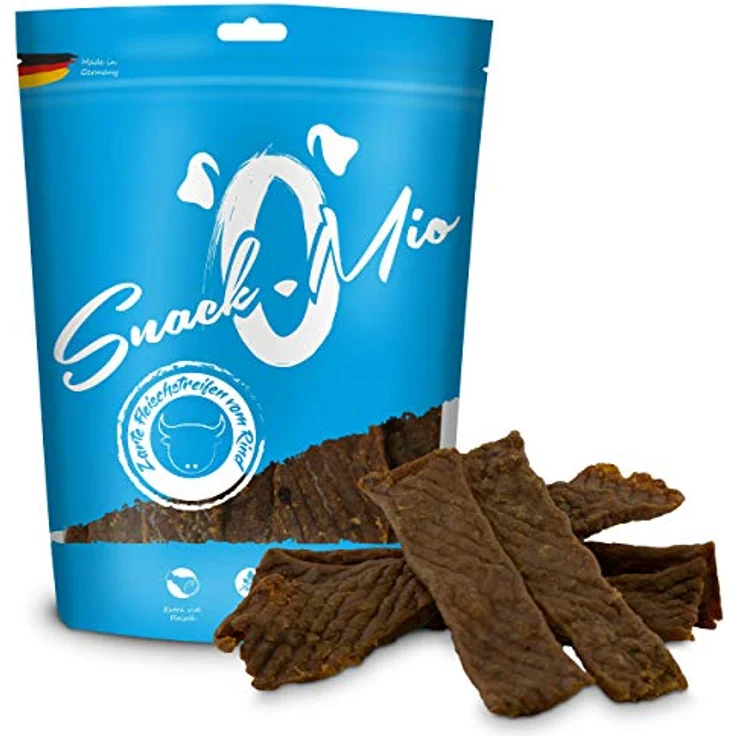 SnackOMio Premium Hundesnack, zarte getreidefreie Fleischstreifen vom Rind, 1 x 125g – Bild 2