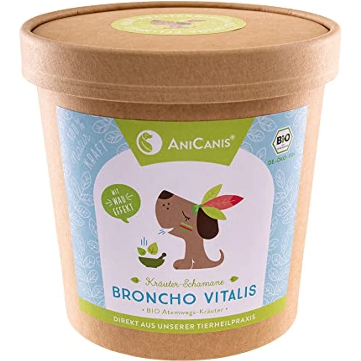 AniCanis Bio Kräutermix Broncho Vitalis für Hunde, Futterzusatz zur Unterstützung der Atemwege, 125g - 100% vegan, aus ökologischem Anbau – Bild 1