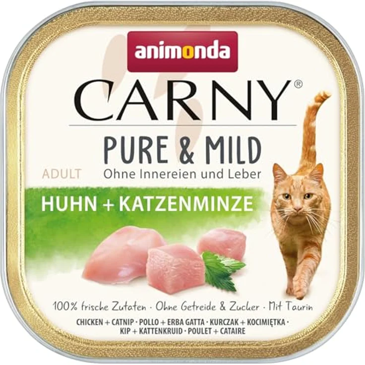 animonda Carny Adult Pure & Mild Huhn + Katzenminze, Nassfutter für sensible Katzen, ohne Getreide und Zucker, 32 x 100 g – Bild 1