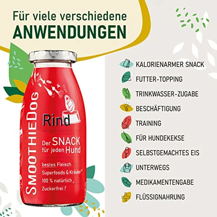 SmoothieDog Hunde Smoothie 12er Mix, flüssige Hundeleckerli mit Huhn, Rind, Lamm, Ente, Gemüsebeet - 100% natürlich, zucker- & glutenfrei, je 250ml – Bild 3