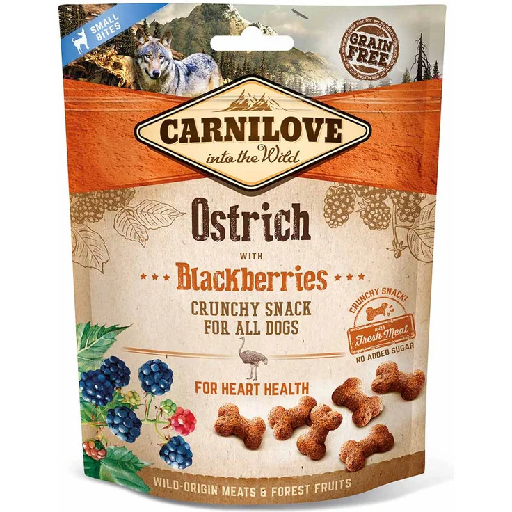 Carnilove Dog Crunchy Snack Strauß & Brombeeren, gesunde Hundeleckerei mit Antioxidantien, 200g