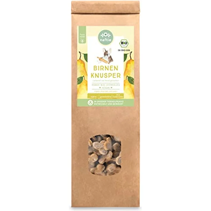 naftie Bio Leckerlies Birnen Knusper Hundekekse, vegane Hundeleckerli aus Dinkelvollkornmehl, handgebacken, 150g – Bild 1