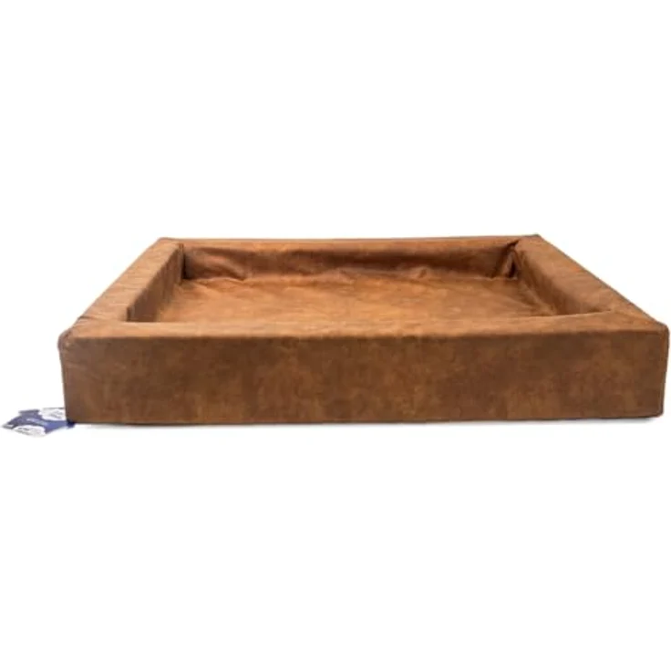 Holland Animal Care Lets Sleep Comfy Cushion, Tierbett für Hunde mit erhöhtem Rand und Anti-Rutsch-Beschichtung, cognac – Bild 2