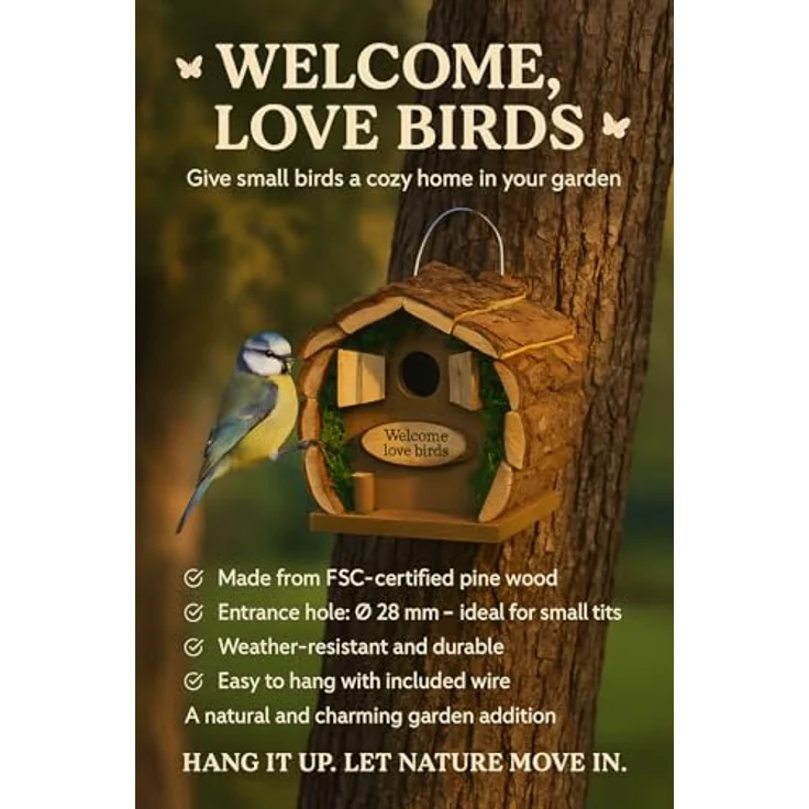 Flamingo Nistkasten Inclino, wetterfester Vogelhaus aus FSC-Holz, 14x13x20cm, schräge Bauform mit 10x6cm Eingang – Bild 4