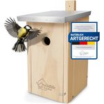 wildlife home WILDLIFE HOME Nistkasten für Kohlmeisen, Massivholz mit Metalldach, wetterfest und unbehandelt, 22 x 15,5 x 33 cm