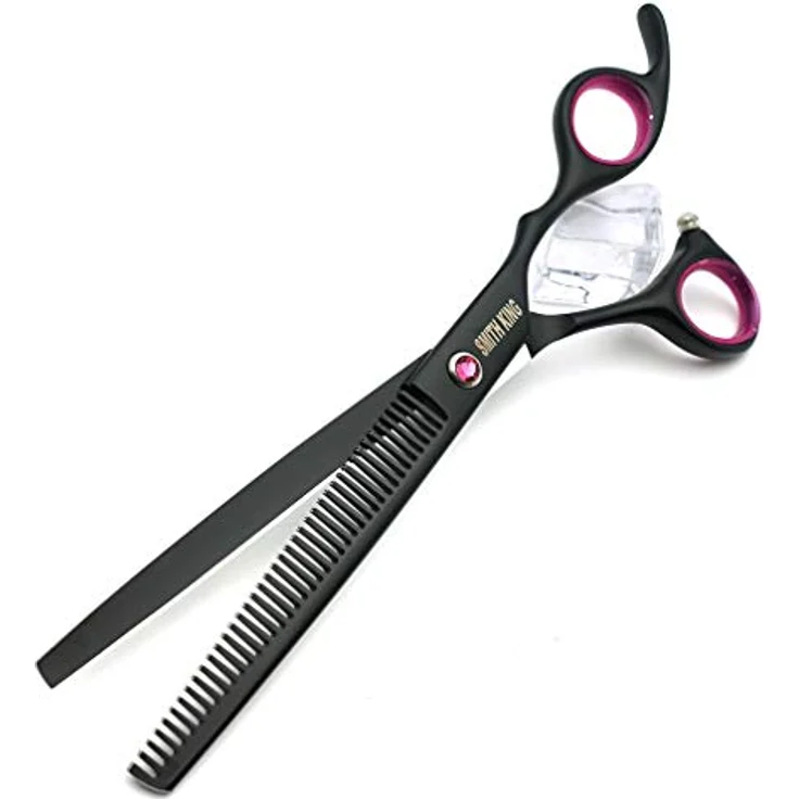 Smith King 7,0 Zoll Hundepflege Schere Set, 5-teiliges Set mit gerader Schere, Ausdünnungsschere, gebogener Schere, Chunker und Kamm aus hochwertigem 6CR-Edelstahl – Bild 3
