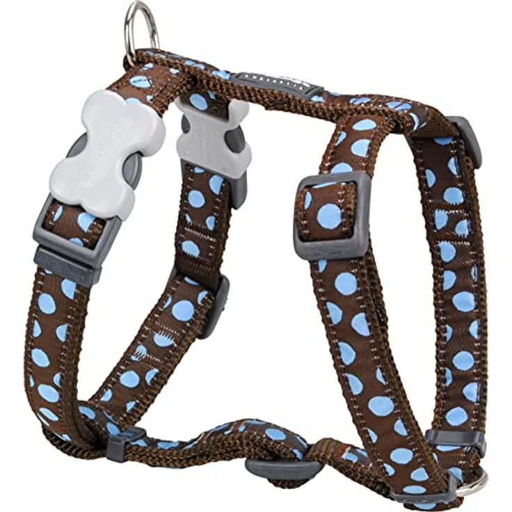Red Dingo Hunde-Geschirr Style Sports, Blau mit Punkten, Halsumfang 37-61 cm
