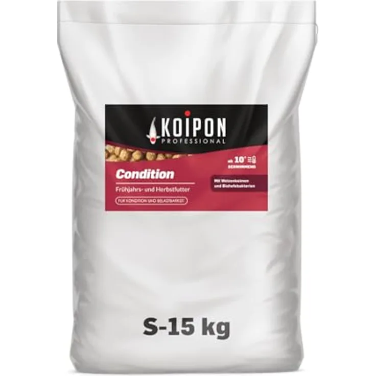 KOIPON Condition Koifutter 15 kg, 3 mm Schwimmfutter für Frühjahr & Herbst, Premium Qualität aus Deutschland
