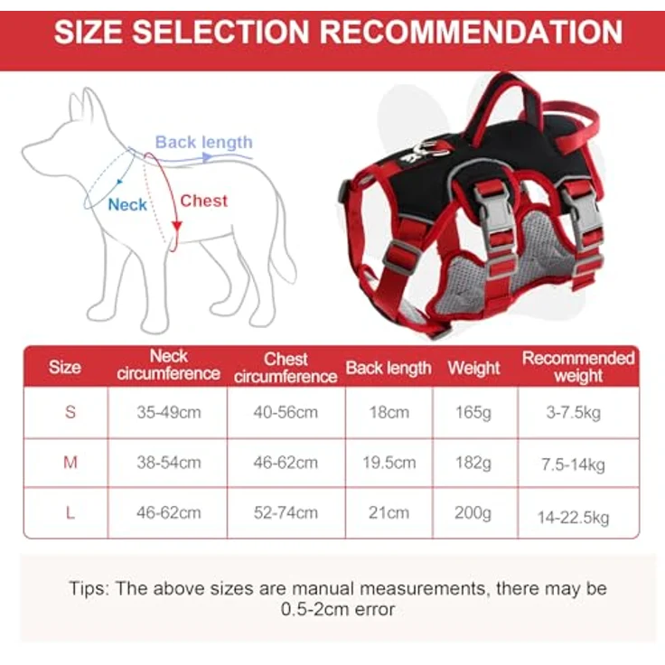 Wisebom Mehrzweck-Hundegeschirr, Ausbruchsicheres Anti Zug Sicherheitsgeschirr für kleine bis mittelgroße Hunde, Schwarz, Größe S – Bild 3
