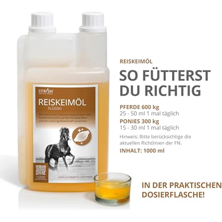 STRÖH Reiskeimöl für Pferde (1l) • 100% Natürlich, Ohne Zusätze, Premium-Futterergänzung für Muskelaufbau und Leistungssteigerung – Bild 4