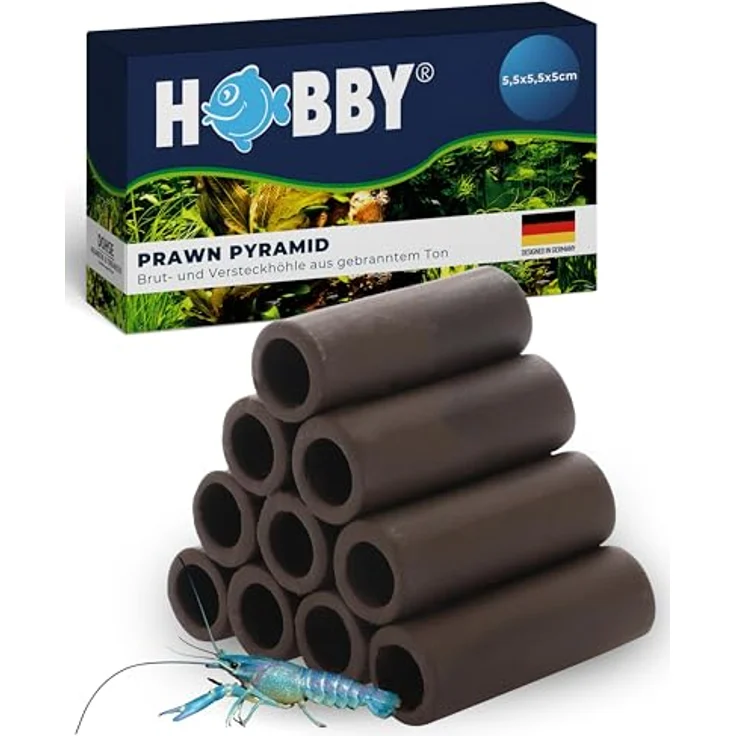 HOBBY Aquariendeko Prawn Pyramid 4-3-2-1, Rückzugsmöglichkeit für Krebse und Garnelen, dunkel – Bild 1