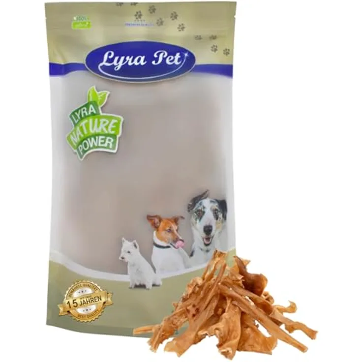 Lyra Pet® Lammkopfhaut dunkel getrocknet, 1 kg, naturbelassener, fettarmer Kausnack für Hunde, proteinreiche Belohnung