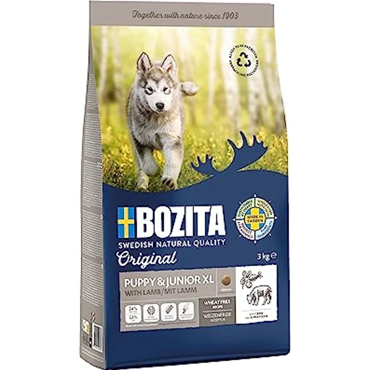 Bozita Original Puppy und Junior XL, Weizenfreies Hunde-Trockenfutter mit Lamm und Hühnchen, 3 kg – Bild 1