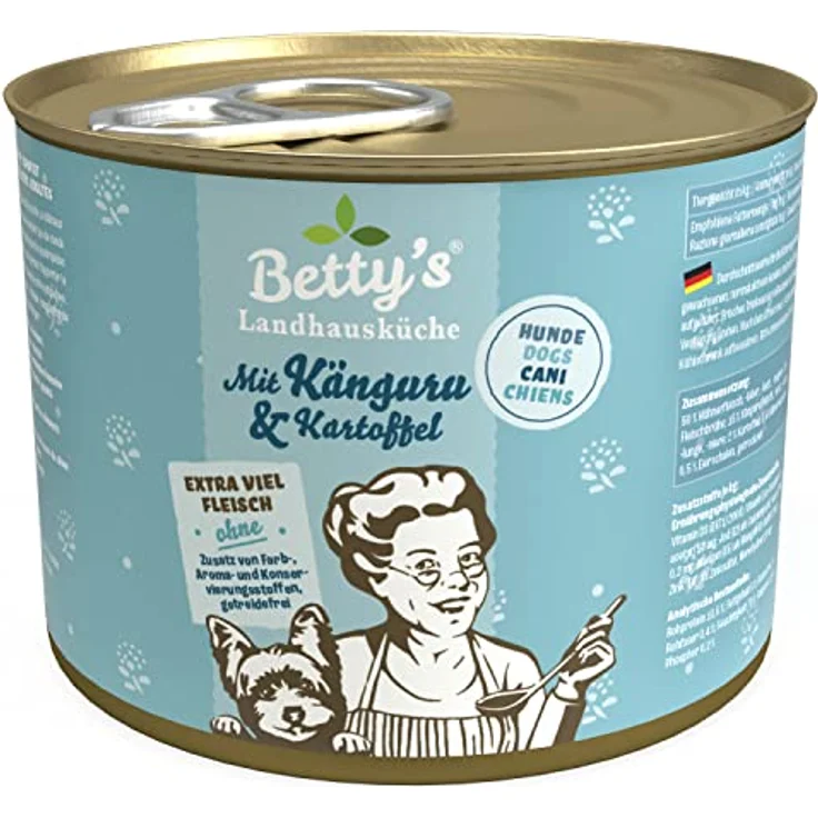 Boswelia Betty's Landhausküche Känguru mit Kartoffeln und Geflügel, Hunde-Nassfutter, 6 x 200 g, für alle Hunderassen, hohe Bioverfügbarkeit, 65% Fleischanteil – Bild 2