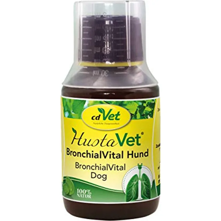 cdVet BronchialVital 100 ml, Flüssiges Ergänzungsfuttermittel zur Unterstützung der Atemwege und Immunabwehr für Hunde und Katzen, 81,7 % natürliche Inhaltsstoffe aus kontrolliertem biologischen Anbau