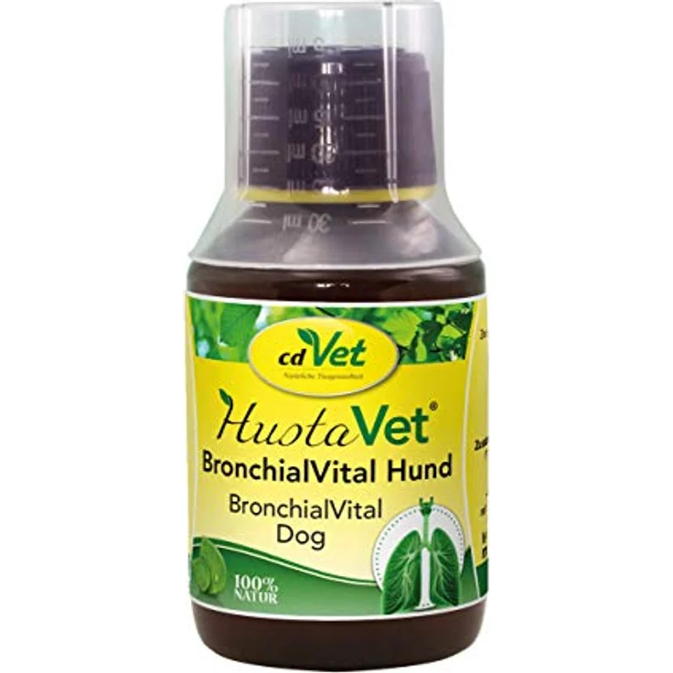 cdVet BronchialVital 100 ml, Flüssiges Ergänzungsfuttermittel zur Unterstützung der Atemwege und Immunabwehr für Hunde und Katzen, 81,7 % natürliche Inhaltsstoffe aus kontrolliertem biologischen Anbau