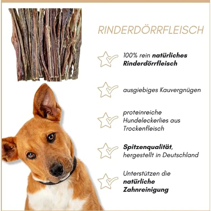 Supravit Rinderdörrfleisch 200g, 100% natürliches Trockenfleisch für Hunde, proteinreich und Zahnreinigung unterstützend, hergestellt in Deutschland – Bild 3